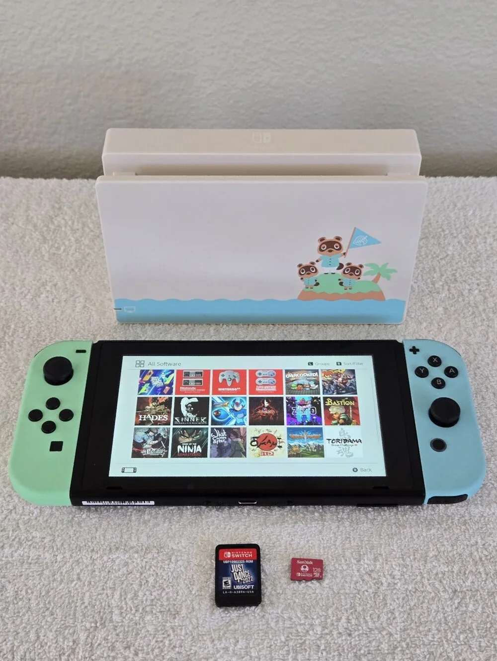 Nintendo Switch Animal Crossing HAC-001(-01) W/Just Dance 2022 & 128GB SD Card
